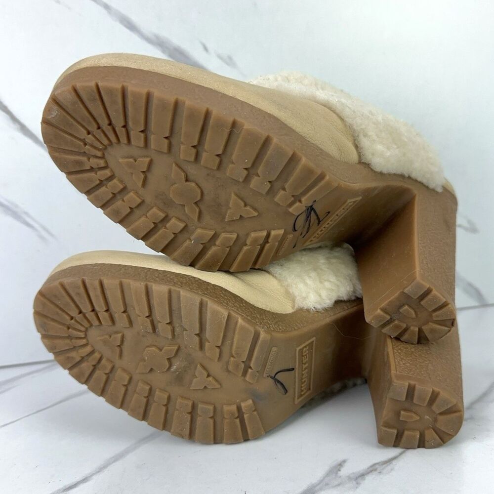 Hunter Bruson Amazonas Leather High Heel Clog Cream Brazilian Shearling Size 7 - Picture 9 of 9